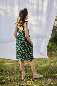 Kids' Strappy Tie Dress Footprints Blue/Green