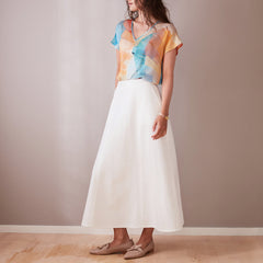 Flow Wide Midi Skirt White