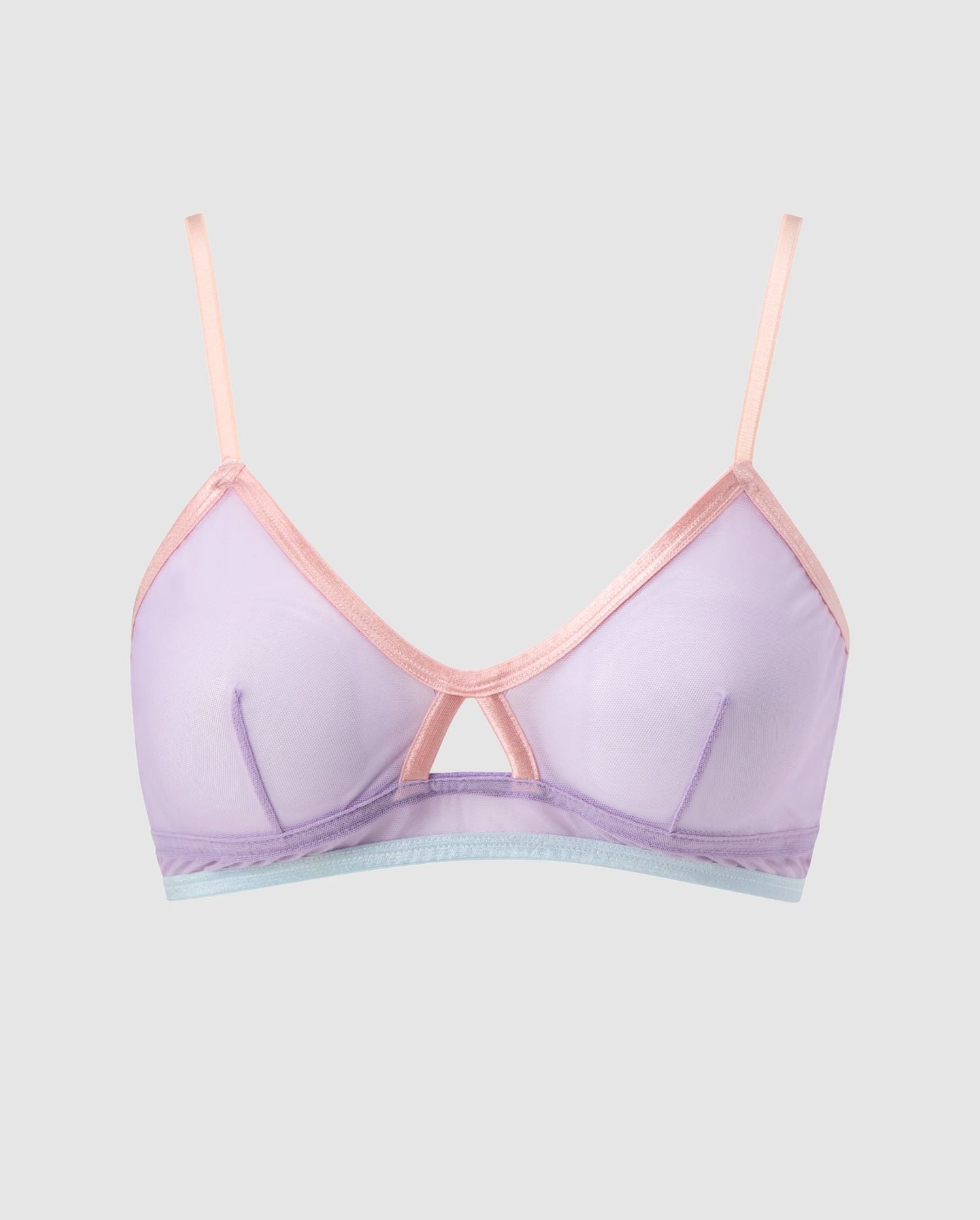 Mesh Cut-Out Triangle Bralette Pastel Lilac