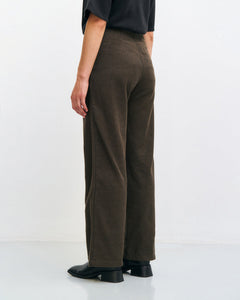 High-Waist Flannel Pants Twill Brown