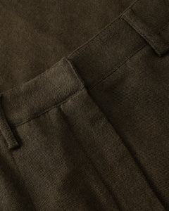 High-Waist Flannel Pants Twill Brown