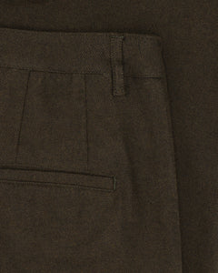 High-Waist Flannel Pants Twill Brown