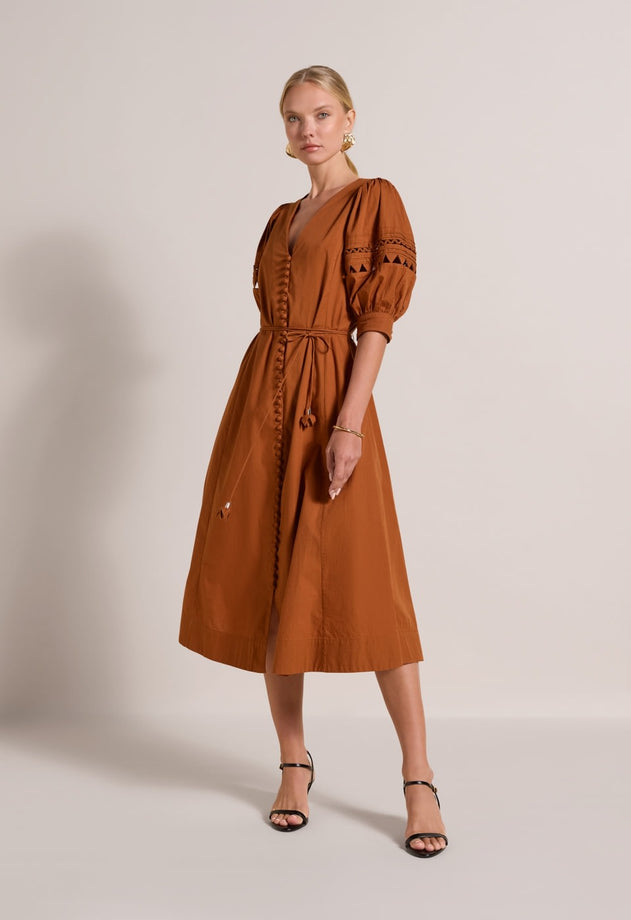 Fleuretta Midi Dress Rust