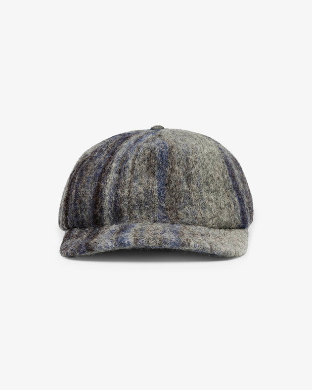 Wool Cotton Blend Floppy Cap Grey Stripe