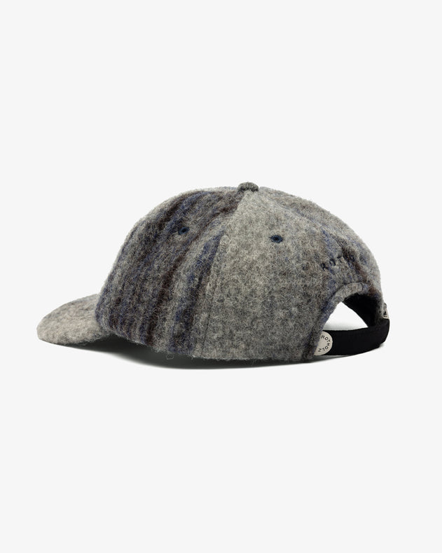 Wool Cotton Blend Floppy Cap Grey Stripe