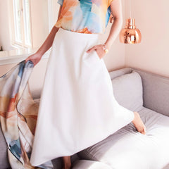 Flow Wide Midi Skirt White