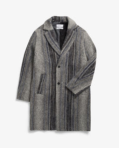 Formal Wool-Blend Coat Grey Stripe