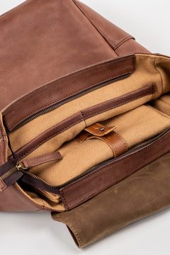 Leather Backpack Boston Collection Tobacco