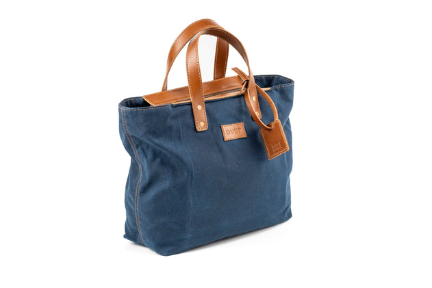 Waxed Cotton Tote Made In USA Blue