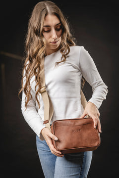 Leather Crossbody Sausalito Collection Tobacco