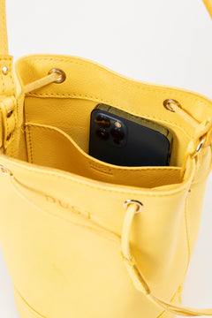 Leather Bucket Bag Chelsea Collection Yellow