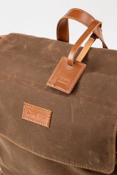 Waxed Cotton Square Backpack Brown