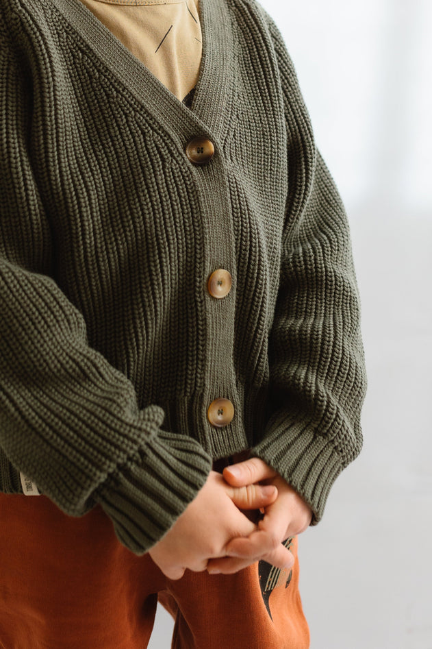 Kid's Giova Short Cardigan Green