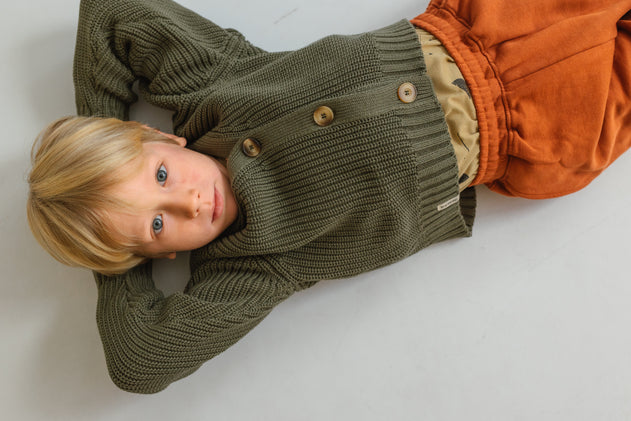 Kid's Giova Short Cardigan Green