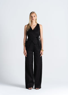 Elise Linen Vest Black