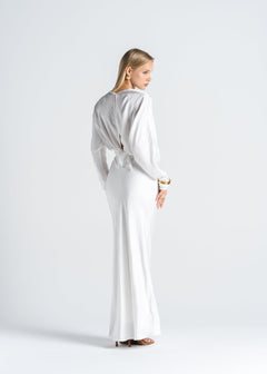 Halo Satin Maxi Skirt White