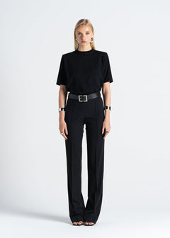 Boxy Fit Shoulder Pad T-Shirt Black