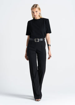 Boxy Fit Shoulder Pad T-Shirt Black