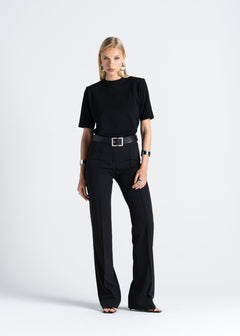 Boxy Fit Shoulder Pad T-Shirt Black