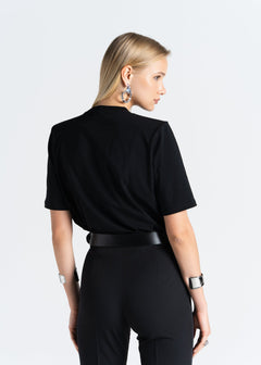 Boxy Fit Shoulder Pad T-Shirt Black