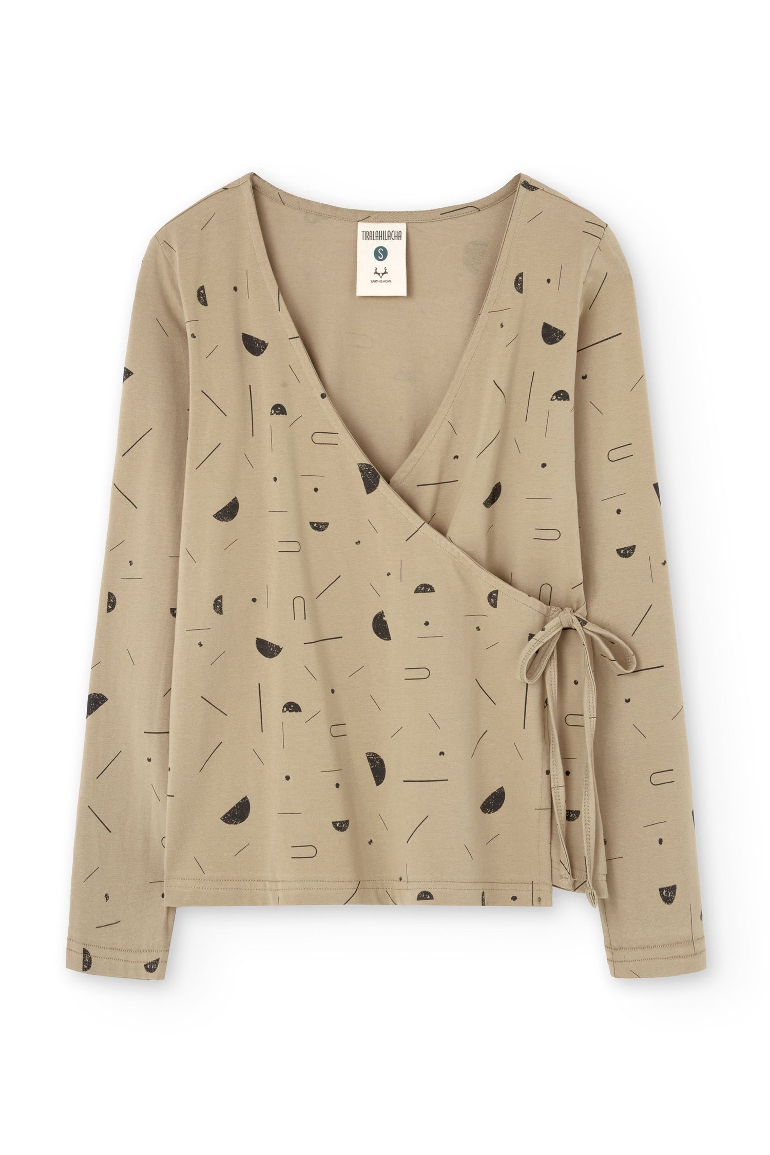 Gina Long Sleeved Crossover Top Sidereal Rain Beige