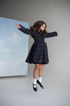 Black Coat for Girls with Polka Dots