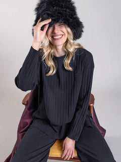 Elisabeth Hat Black Faux Fur