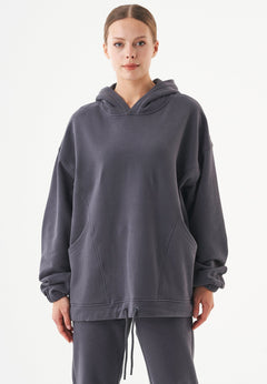 Hande Soft Touch Oversize Organic Cotton Hoodie Shadow