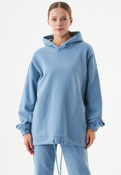 Hande Soft Touch Oversize Organic Cotton Hoodie Steel Blue