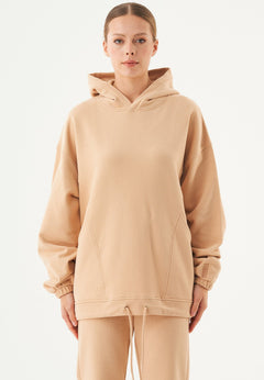 Hande Soft Touch Oversize Organic Cotton Hoodie Beige