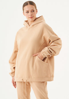 Hande Soft Touch Oversize Organic Cotton Hoodie Beige