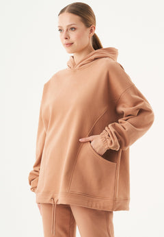 Hande Soft Touch Oversize Organic Cotton Hoodie Light Brown