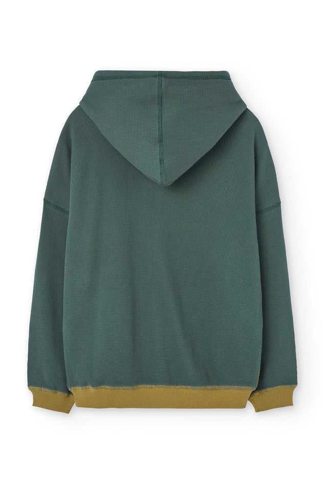 Kid's Helmi Waffle Hoodie Blue/Mustard