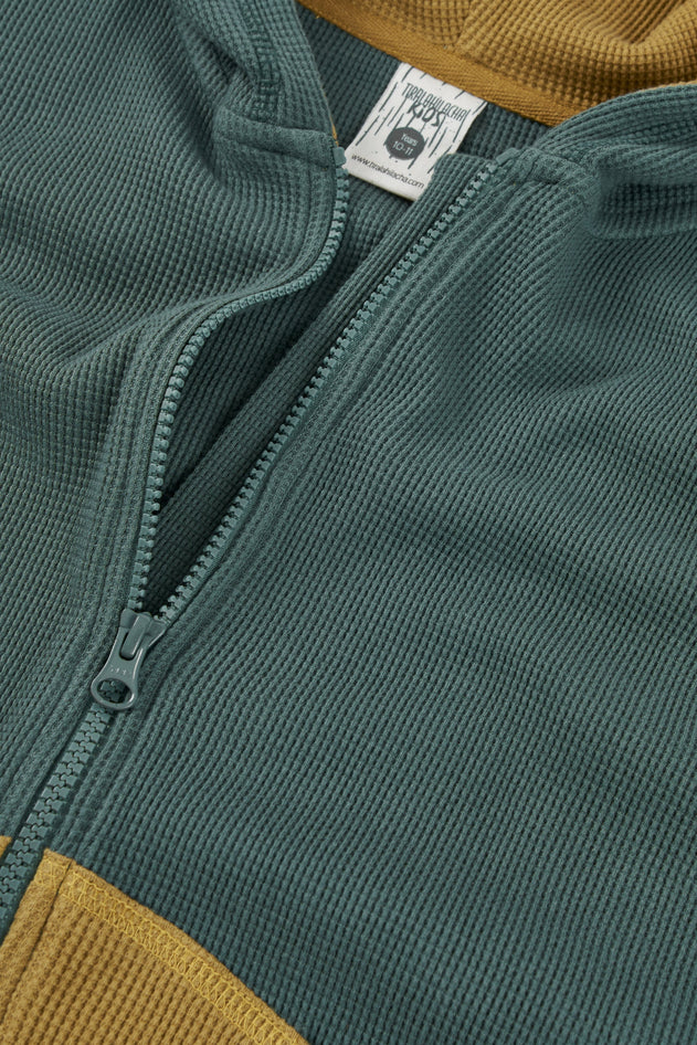 Kid's Helmi Waffle Hoodie Blue/Mustard