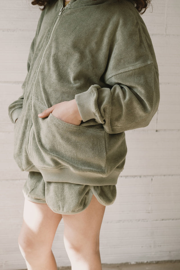 Kid's Helmi Terry Hoodie Green