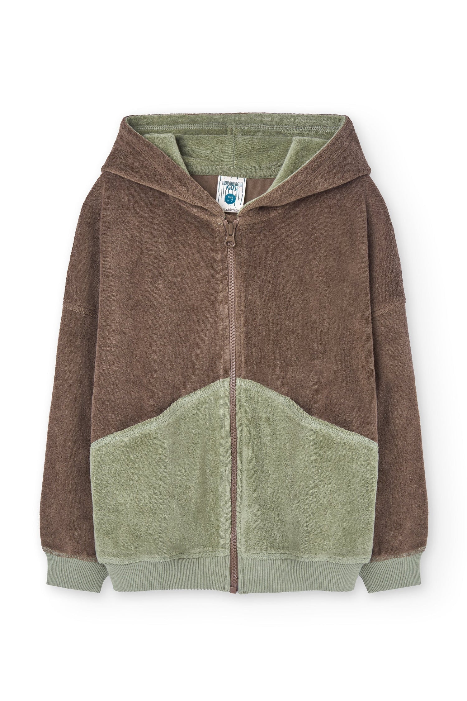 Kid's Helmi Terry Hoodie Brown/Green