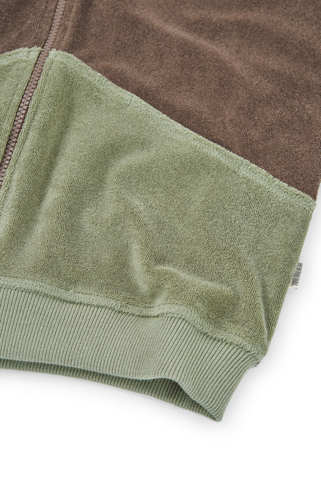 Kid's Helmi Terry Hoodie Brown/Green