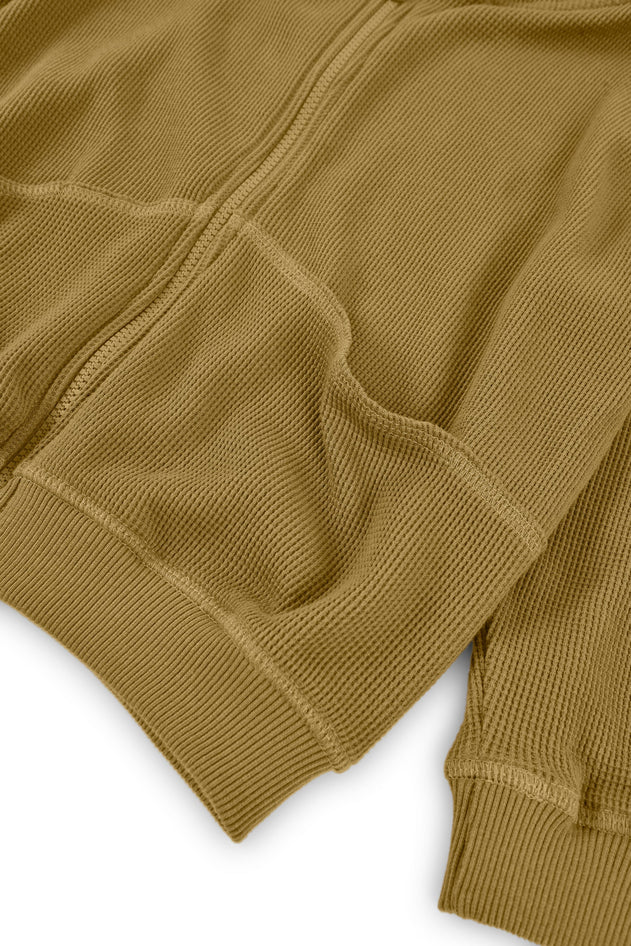 Kid's Helmi Waffle Hoodie Mustard