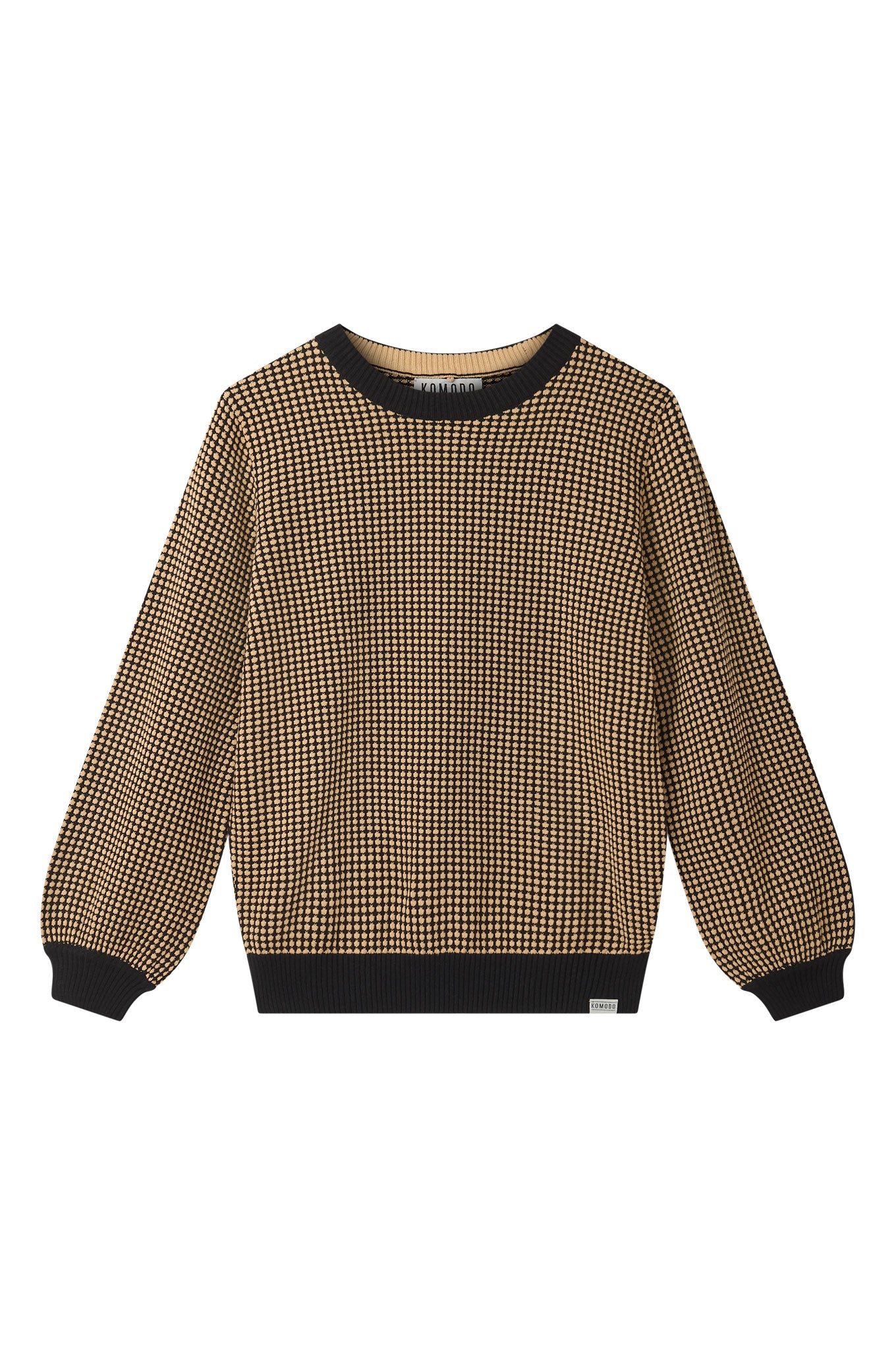Woman wearing Komodo black organic cotton jumper