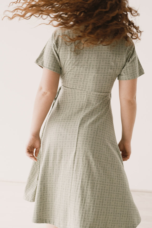 Helen Wrap Dress Green Wicker