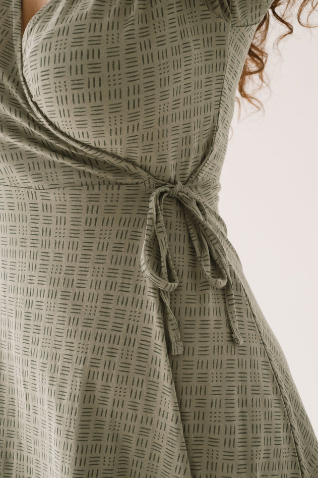 Helen Wrap Dress Green Wicker