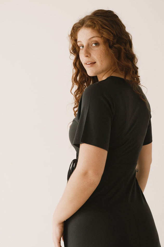 Helen Tencel Wrap Dress Black