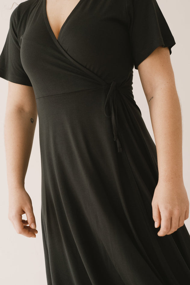 Helen Tencel Wrap Dress Black