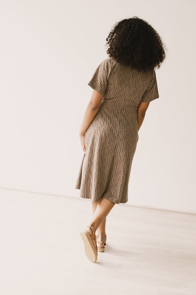 Helen Wrap Dress Brown Bark