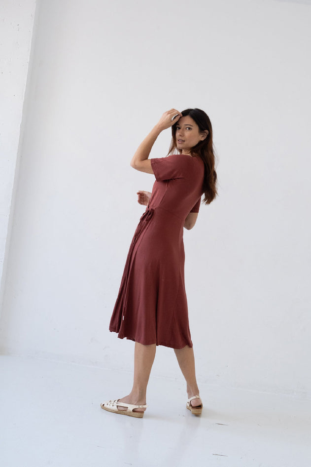 Helen Tencel Wrap Dress Red