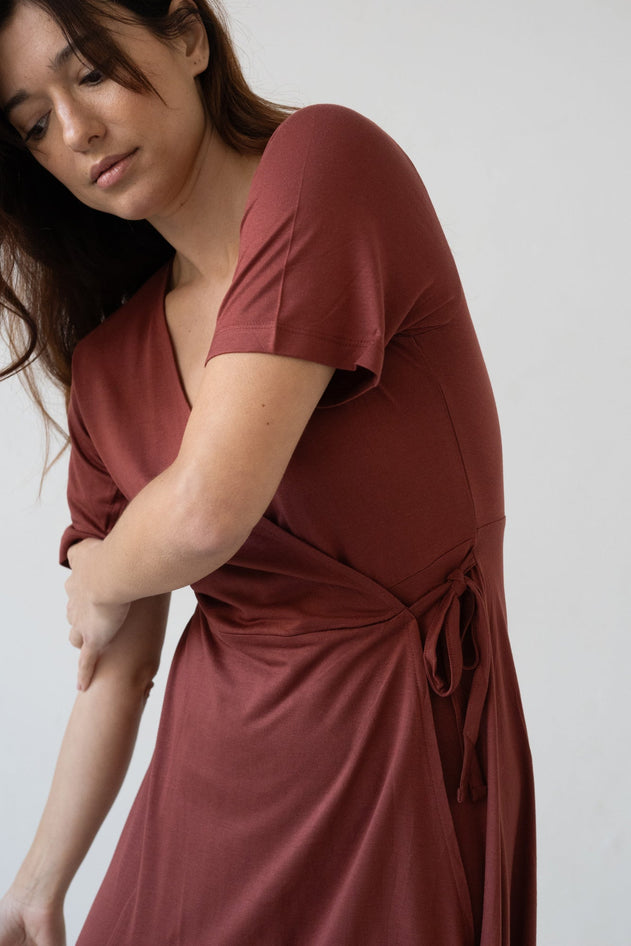 Helen Tencel Wrap Dress Red