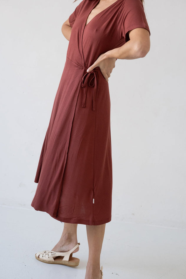Helen Tencel Wrap Dress Red