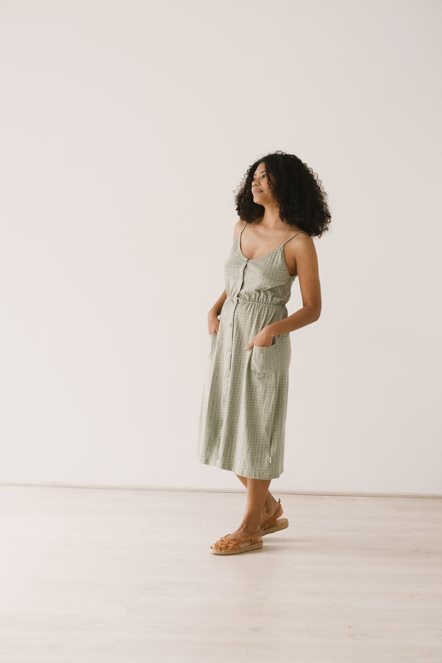 Hiara Puuvillamekko Green Wicker
