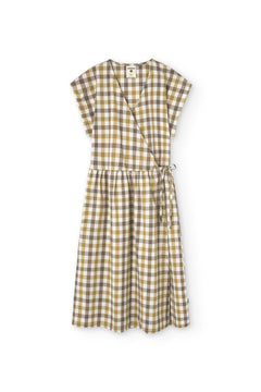 Hira Wrap Midi Dress Vichy