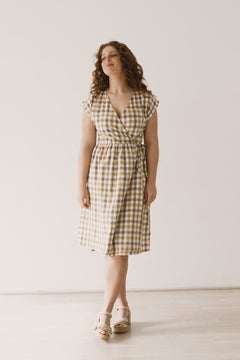 Hira Wrap Midi Dress Vichy